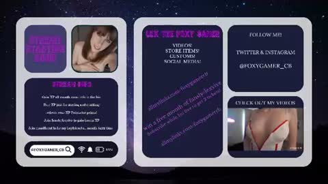 Snapshot of foxy_gamer chatting on 11, 7, 2026 Lex Vive foxygamer cb online show from 11, 7, 2026