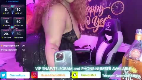 Snapshot of queencroze chatting on 1, 1, 2025 Queen Cherise Roze online show from 1, 1, 2025